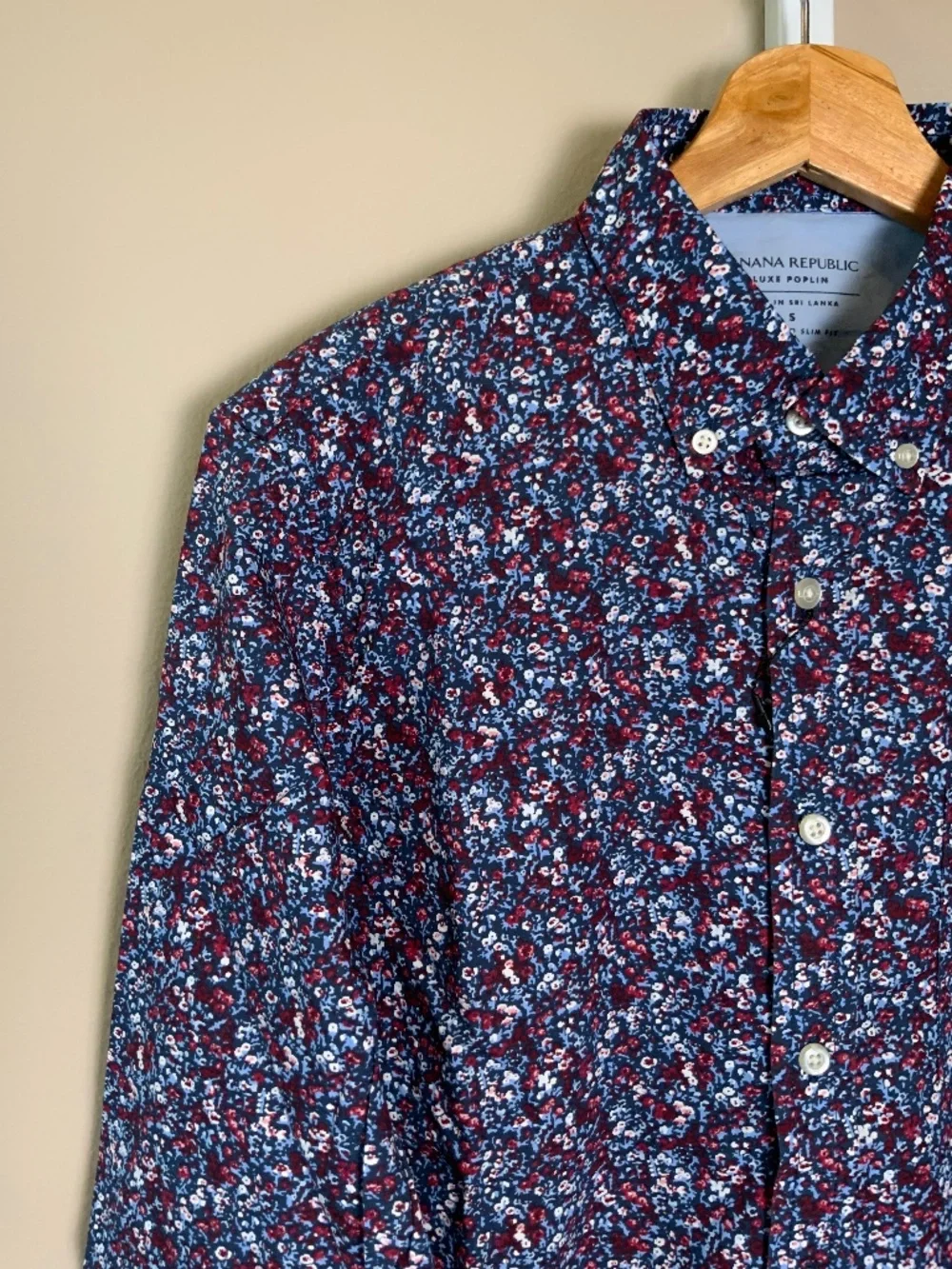 Banana Republic Luxe Poplin Untucked Slim Fit Floral Button Down Oxford Shirt
